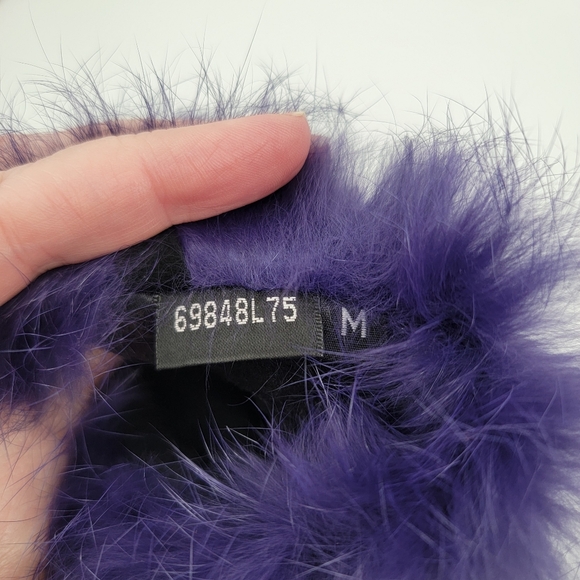 Wilsons Black Leather Purple Fur Cuff Gloves Women's Size Medium Winter Classic - Picture 6 of 9